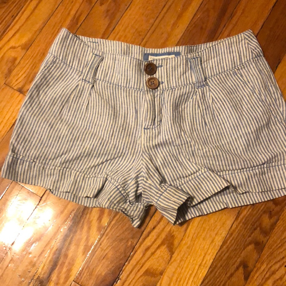 Blue and white striped shorts
